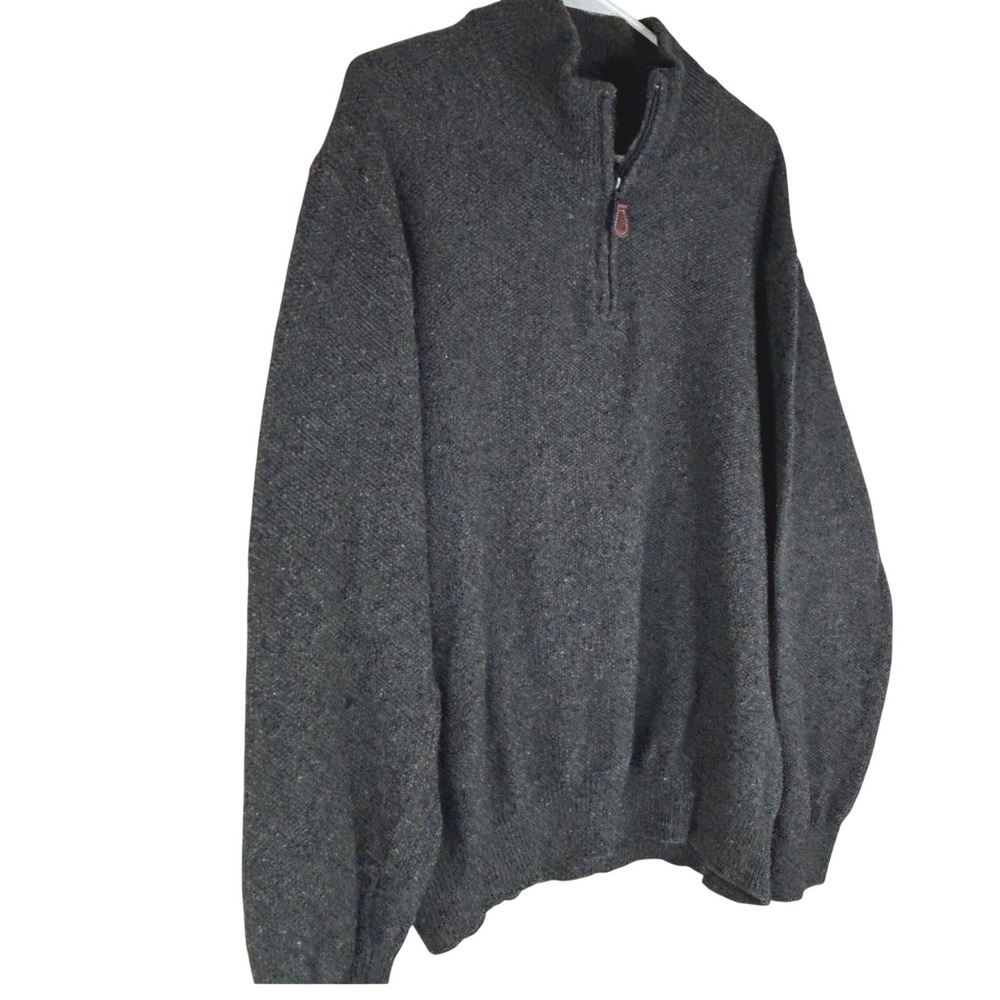 Jos. A. Bank Sweater Mens XL Gray Lambswool Blend Quarter Zip Donegal Pullover